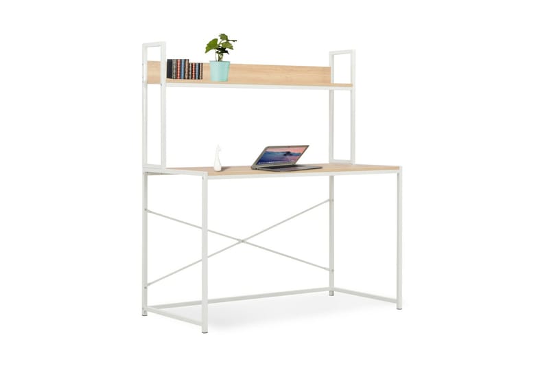 Computerbord 120 X 60 X 138 Cm Hvid Og Egetræsfarve - Hvid - Møbler - Borde - Kontorbord - Skrivebord