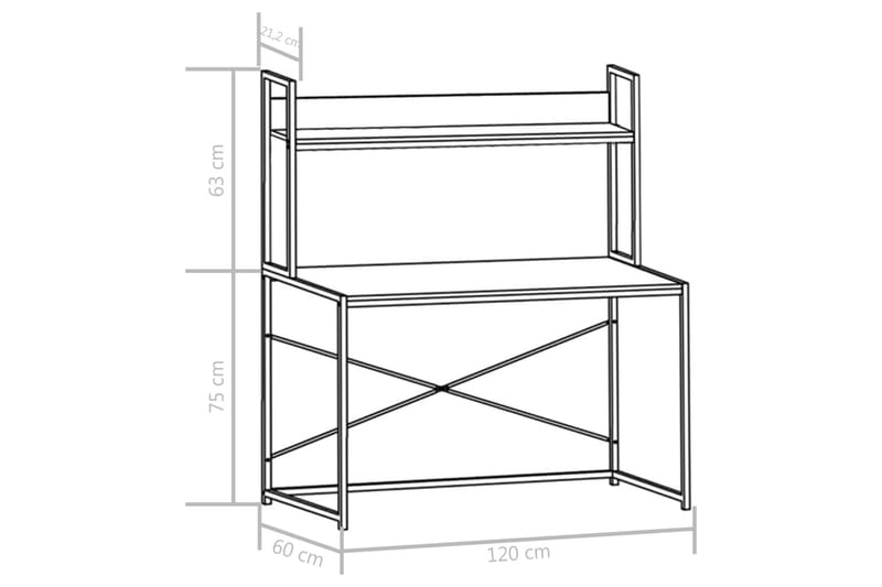 Computerbord 120 X 60 X 138 Cm Hvid Og Egetræsfarve - Hvid - Møbler - Borde - Kontorbord - Skrivebord