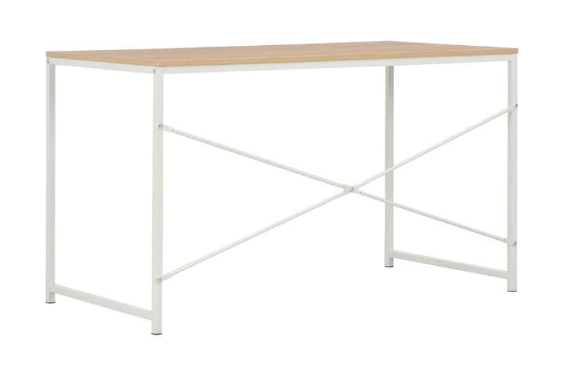 Computerbord 120 X 60 X 70 Cm Hvid Og Egetræsfarve - Hvid - Møbler - Borde - Kontorbord - Skrivebord