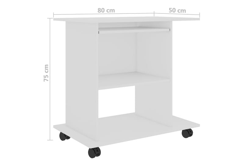 Computerbord 80X50X75 cm Spånplade Hvid - Møbler - Borde - Kontorbord - Skrivebord