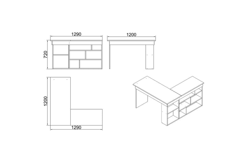 Dalran Skrivebord 129 cm - Natur/Hvid - Møbler - Borde - Kontorbord - Skrivebord