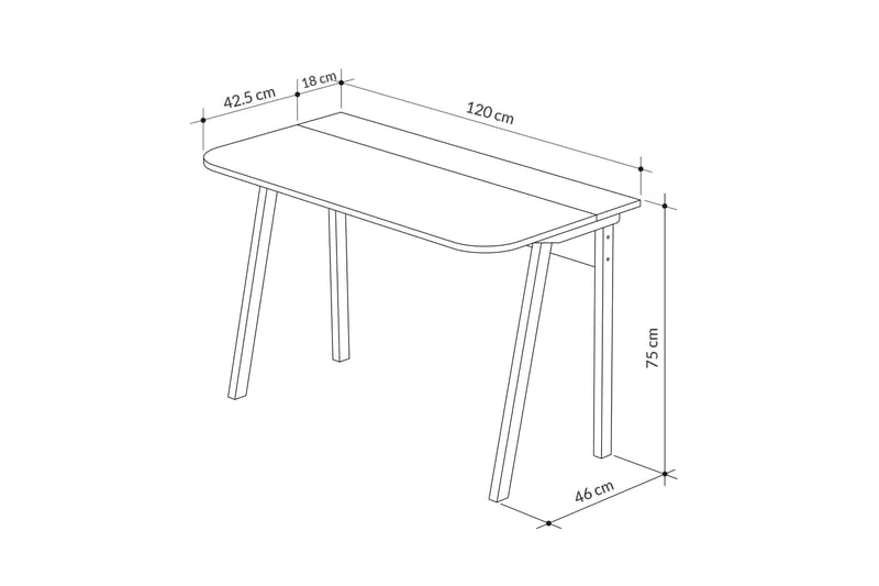 Dasina Skrivebord 120x75x120 cm - Lysbrun - Møbler - Borde - Kontorbord - Skrivebord