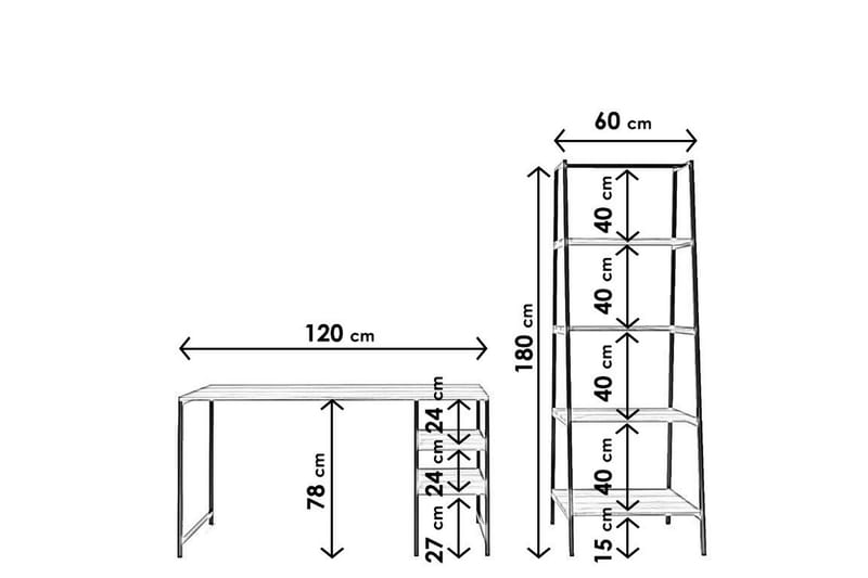 Deluxus Skrivebord 120x180x120 cm med opbevaring - Brun - Møbler - Borde - Kontorbord - Skrivebord