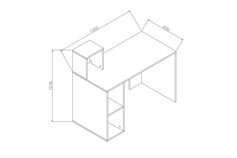 Elegancia Skrivebord 120 cm med Opbevaring Hylder - Træ - Møbler - Borde - Kontorbord - Skrivebord