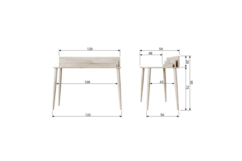 Enkhuizen Skrivebord 120 cm - Natur - Møbler - Borde - Kontorbord - Skrivebord