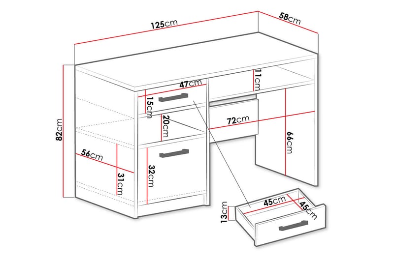 Escaldes Skrivebord 125 cm - Grøn - Møbler - Borde - Kontorbord - Skrivebord