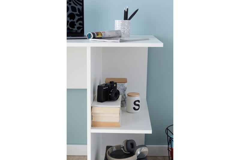 Farleys Skrivebord 82 cm med Opbevaring Hylder - Hvid - Møbler - Borde - Kontorbord - Skrivebord