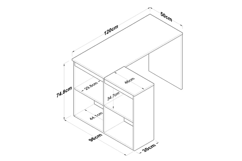 Freal Skrivebord 4 Hylder 120 cm - Natur/Hvid - Møbler - Borde - Kontorbord - Skrivebord