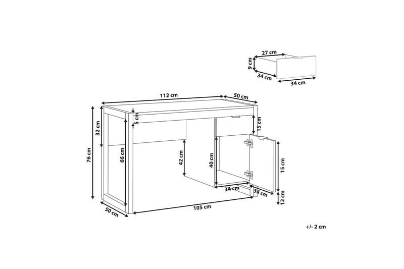 Graysburg Skrivebord 110 cm med Opbevaring - Hvid/Lyset Træ - Møbler - Borde - Kontorbord - Skrivebord