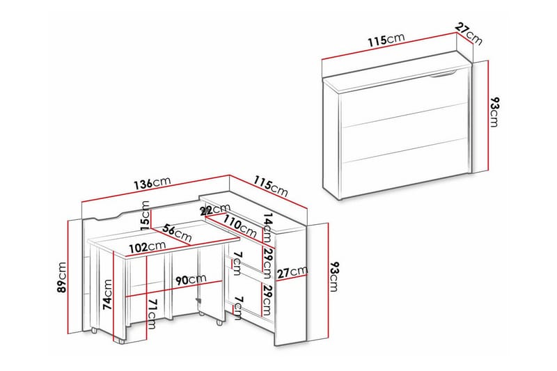 Grianan Skrivebord 136 cm - Brun - Møbler - Borde - Kontorbord - Skrivebord