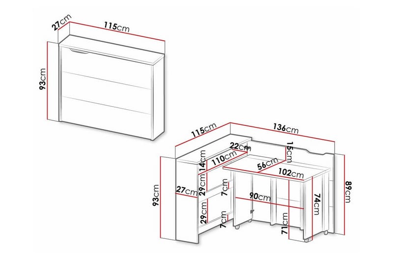 Grianan Skrivebord 136 cm - Brun - Møbler - Borde - Kontorbord - Skrivebord