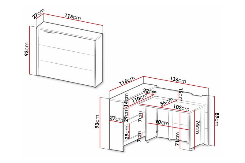 Grianan Skrivebord 136 cm - Hvid - Møbler - Borde - Kontorbord - Skrivebord