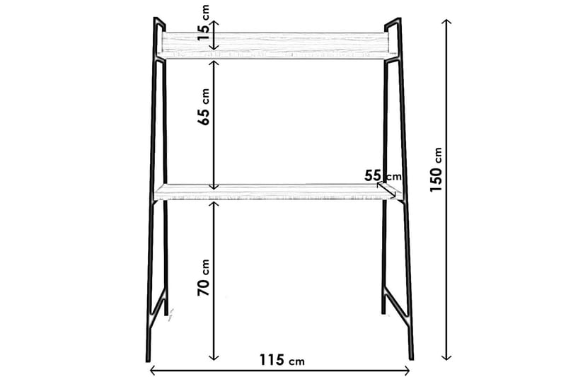 Homitis Skrivebord 115x150x115 cm med opbevaring - Brun - Møbler - Borde - Kontorbord - Skrivebord