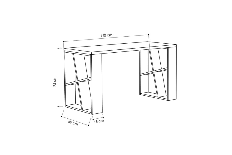 Honemey Skrivebord 140 cm - Hvid/Egefarvet - Møbler - Borde - Kontorbord - Skrivebord