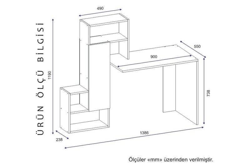 Ikatan Skrivebord 139 cm - Antracit/Hvid - Møbler - Borde - Kontorbord - Skrivebord