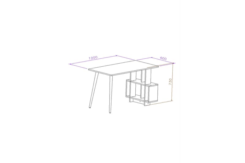 Keachi Side Skrivebord 120 cm med Opbevaring Hylder - Valnøddebrun/Hvid - Møbler - Borde - Kontorbord - Skrivebord