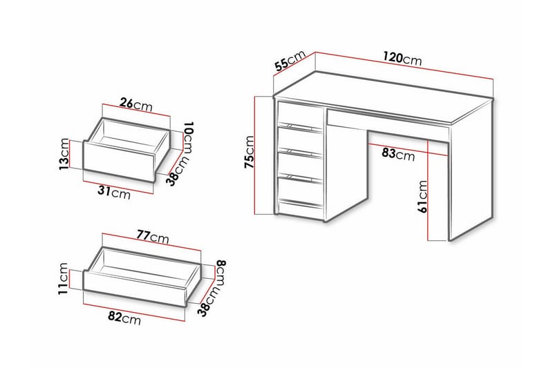 Kintore Skrivebord 120 cm - Antracit - Møbler - Borde - Kontorbord - Skrivebord