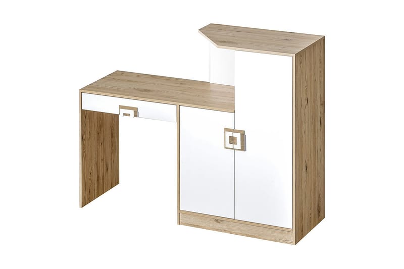 Klacksberg Skrivebord 150 cm med Opbevaring Skuffe + Skab - Beige/Hvid - hæve-sænke-bord - Skrivebord - Computerbord