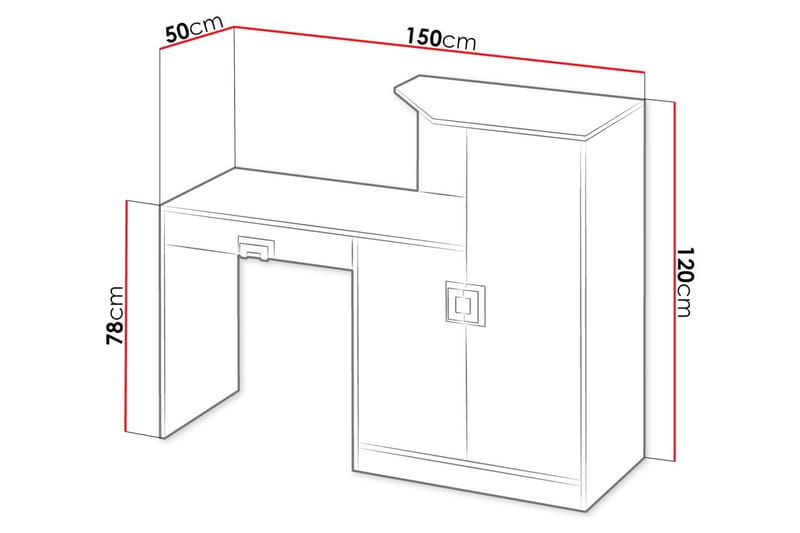 Klacksberg Skrivebord 150 cm med Opbevaring Skuffe + Skab - Beige/Hvid - Møbler - Borde - Kontorbord - Skrivebord