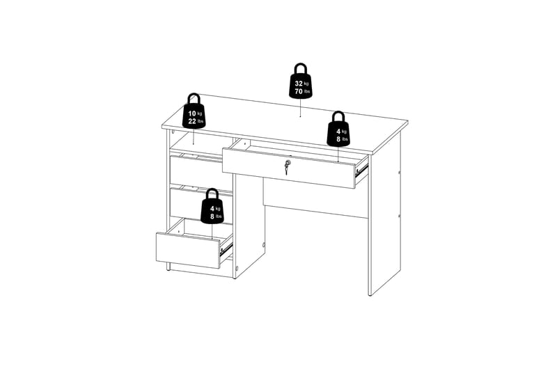 Klintberg Skrivebord 109 cm - Hvid - Møbler - Borde - Kontorbord - Skrivebord