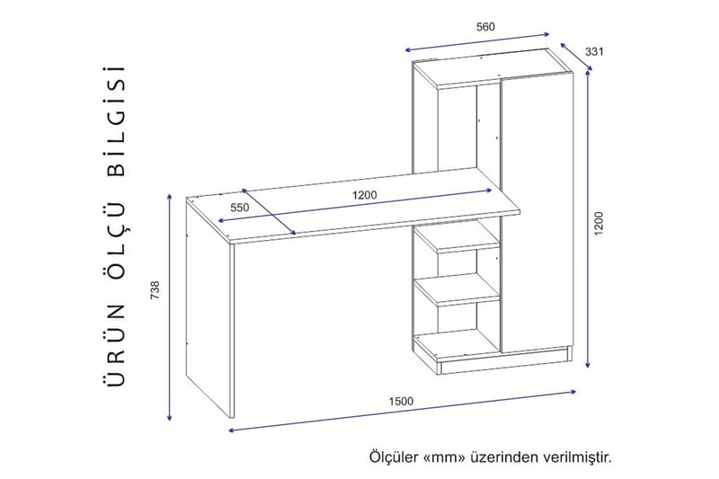 Klul Skrivebord 120 cm - Antracit - Møbler - Borde - Kontorbord - Skrivebord