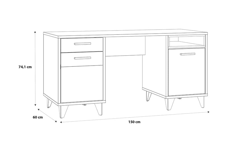 Kocherinovo Skrivebord 150 cm - Brun/Grå - Møbler - Borde - Kontorbord - Skrivebord