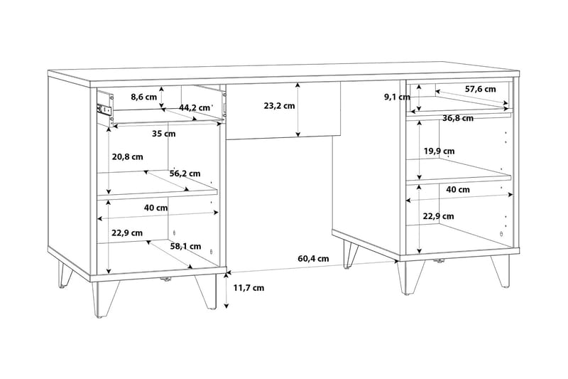 Kocherinovo Skrivebord 150 cm - Brun/Grå - Møbler - Borde - Kontorbord - Skrivebord