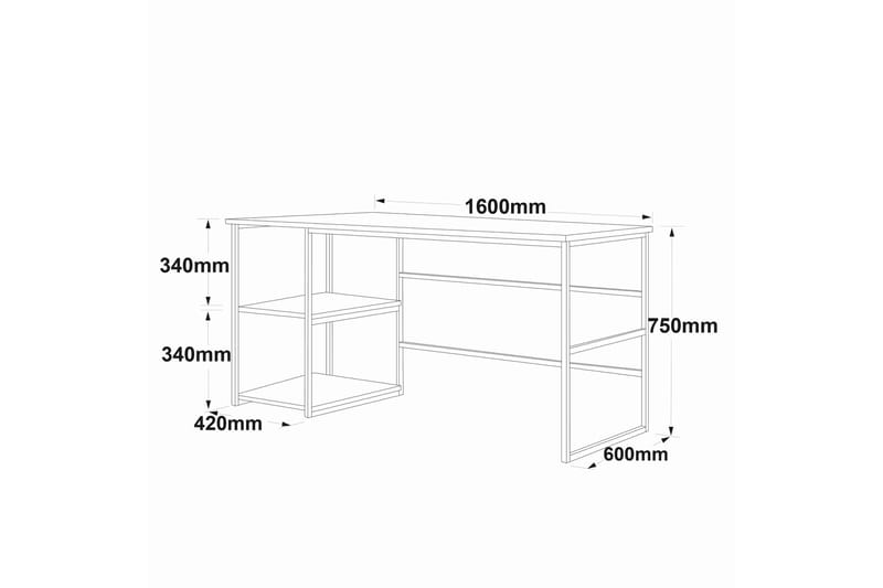 Kuselov Skrivebord 160x75x160 cm med opbevaring - Grøn - Møbler - Borde - Kontorbord - Skrivebord