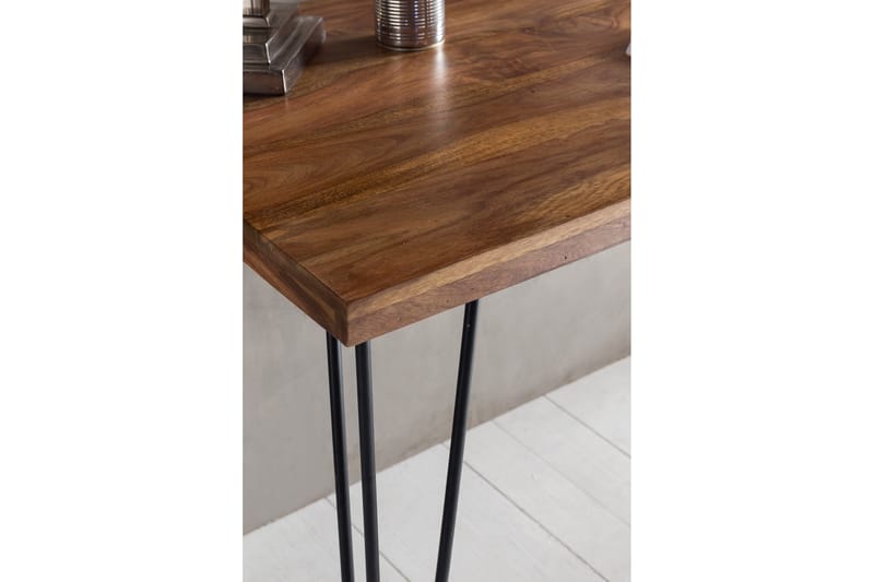 Langner Skrivebord 130 cm med Opbevaring Skuffe - Massivt Træ/Sort - hæve-sænke-bord - Skrivebord - Computerbord
