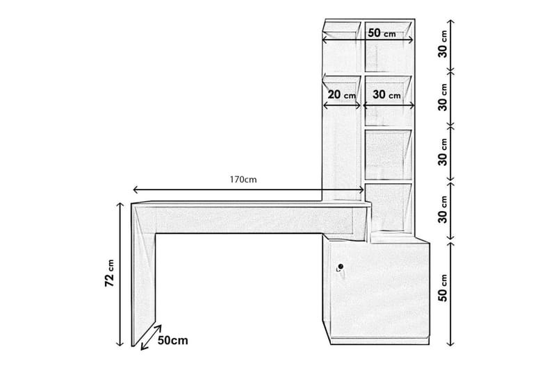 Leiderdrop Skrivebord 170 cm - Hvid / rød - Møbler - Borde - Kontorbord - Skrivebord