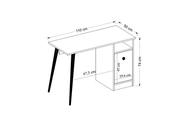 Leidon Skrivebord 110 cm - Hvid / natur - Møbler - Borde - Kontorbord - Skrivebord