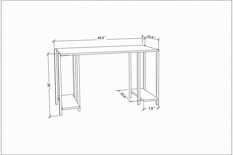 Malem Skrivebord 60x73,8x125,2 cm med opbevaring - Sort/Hvid - hæve-sænke-bord - Skrivebord - Computerbord
