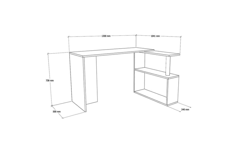 Mossboda Skrivebord 130 cm med Opbevaring 2 Hylder - Brun - Møbler - Borde - Kontorbord - Skrivebord