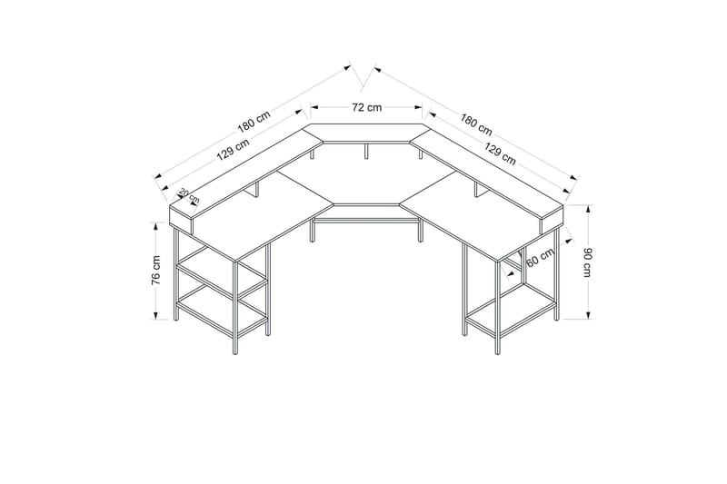 Naina Hjørneskrivebord - Hvid - Møbler - Borde - Kontorbord - Skrivebord - hjørneskrivebord