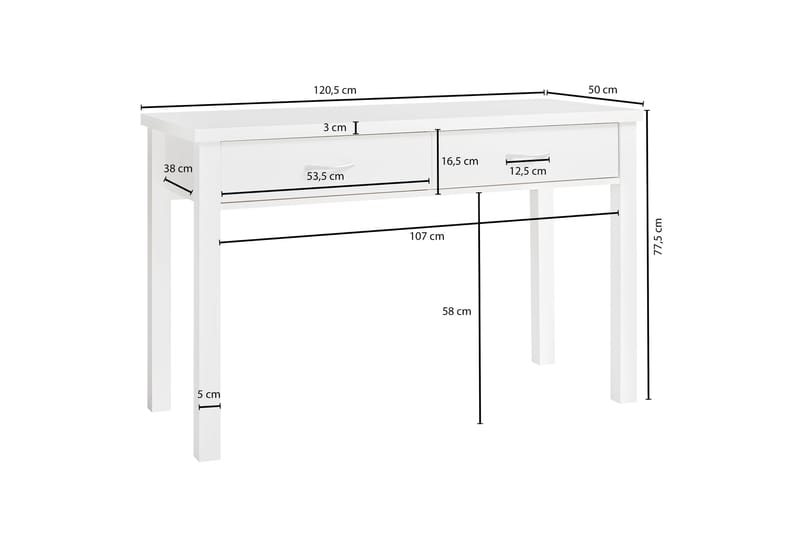 Nakyia Skrivebord 120 cm - Hvid - Møbler - Borde - Kontorbord - Skrivebord