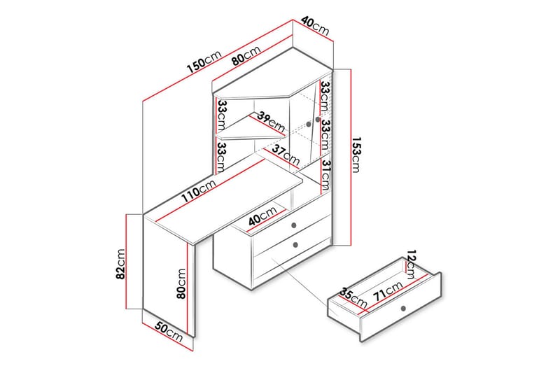 Nero Skrivebord 150 cm - Natur/Hvid/Grå - Møbler - Borde - Kontorbord - Skrivebord