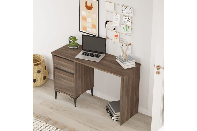 Ressaca Skrivebord 120x75x120 cm med opbevaring - Brun - Skrivebord