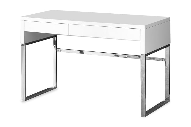 Rosaura Skrivebord 120 cm med Opbevaring Skuffer - Hvid/Krom - hæve-sænke-bord - Skrivebord - Computerbord