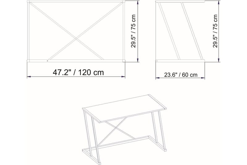 Ruelle Skrivebord 60x75x114 cm - Hvid - Møbler - Borde - Kontorbord - Skrivebord