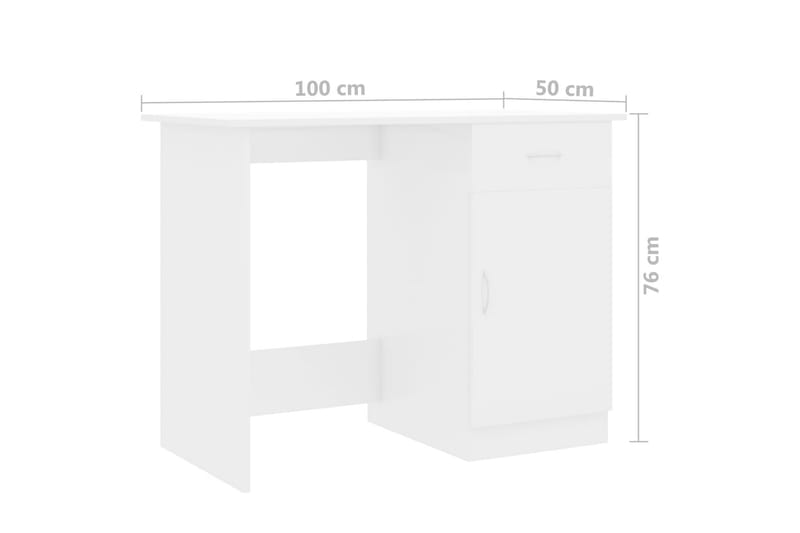 Skrivebord 100x50x76 cm Spånplade Hvid Højglans - Hvid - Møbler - Borde - Kontorbord - Skrivebord