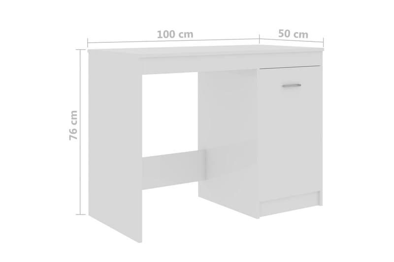 Skrivebord 100x50x76 cm Spånplade Hvid Højglans - Hvid - Møbler - Borde - Kontorbord - Skrivebord