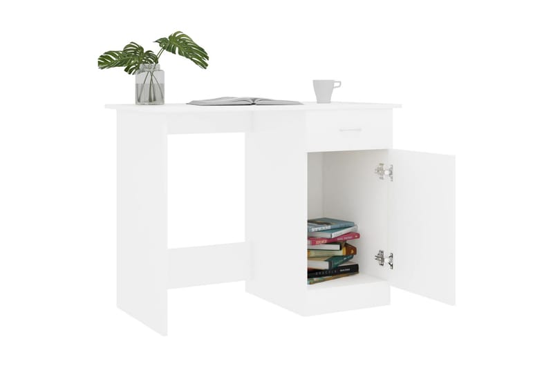 Skrivebord 100x50x76 cm Spånplade Hvid - Hvid - Møbler - Borde - Kontorbord - Skrivebord