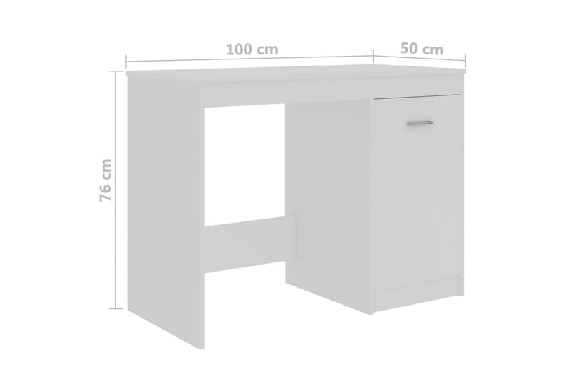 Skrivebord 100x50x76 cm Spånplade Hvid - Hvid - Møbler - Borde - Kontorbord - Skrivebord