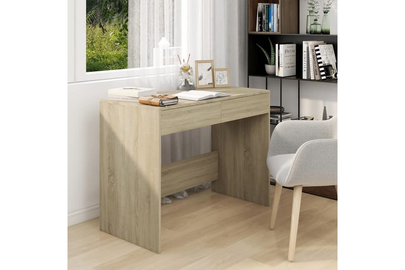 skrivebord 101x50x76,5 cm spånplade sonoma-eg - Beige - Møbler - Borde - Kontorbord - Skrivebord