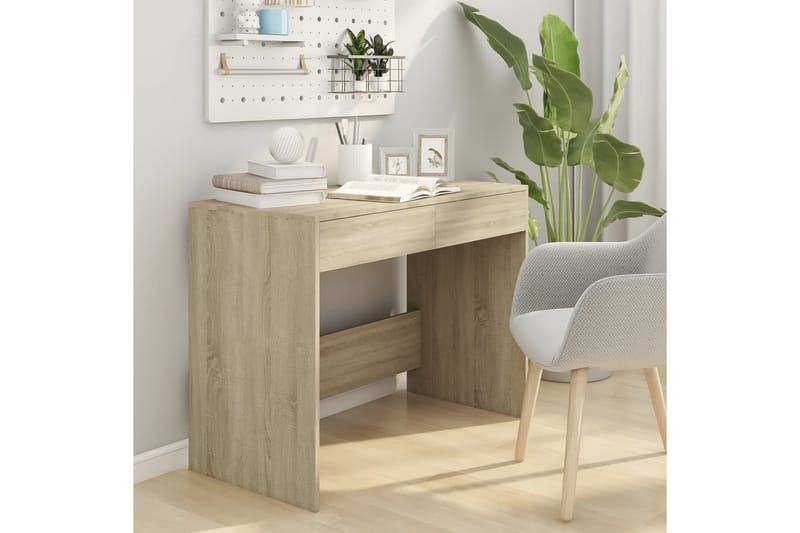 skrivebord 101x50x76,5 cm spånplade sonoma-eg - Beige - Møbler - Borde - Kontorbord - Skrivebord