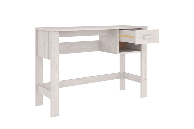 skrivebord 110x40x75 cm massivt fyrretræ hvid - Hvid - Møbler - Borde - Kontorbord - Skrivebord