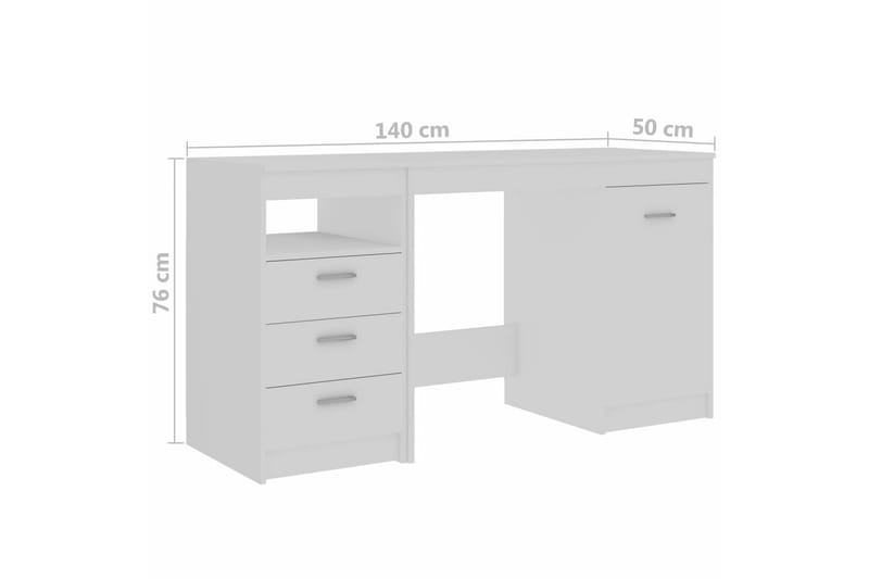 Skrivebord 140x50x76 cm Spånplade Hvid - Hvid - Møbler - Borde - Kontorbord - Skrivebord