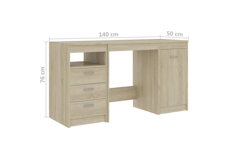 Skrivebord 140x50x76 cm Spånplade Sonoma-Eg - Brun - Møbler - Borde - Kontorbord - Skrivebord