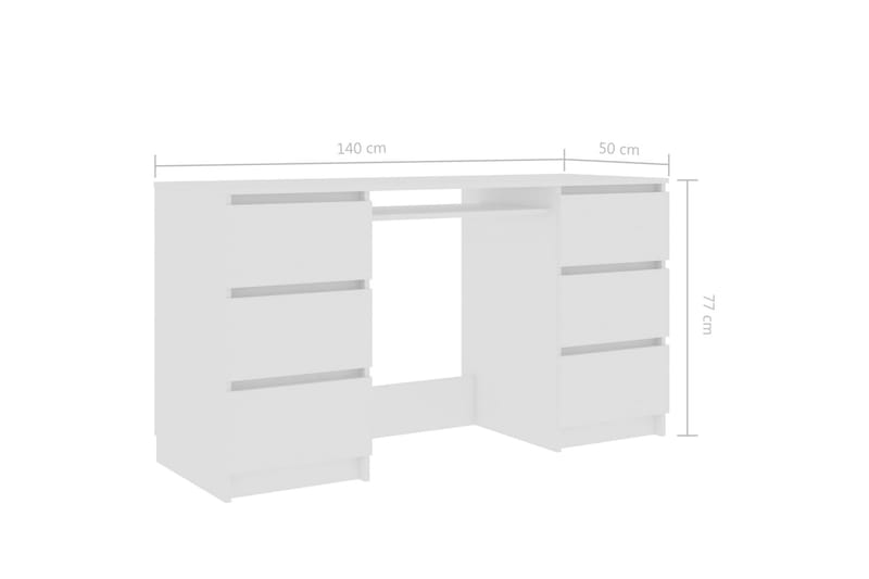 Skrivebord 140x50x77 cm Spånplade Hvid - Hvid - Møbler - Borde - Kontorbord - Skrivebord