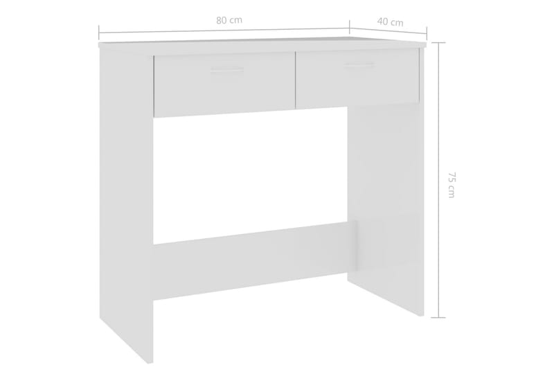 Skrivebord 80x40x75 cm Spånplade Hvid Højglans - Hvid - Møbler - Borde - Kontorbord - Skrivebord